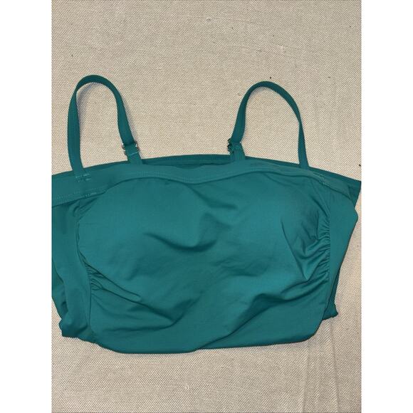 LANDS END Sz 4 Swimsuit Top Tankini Ruched Wireless Slimming Jade green - Picture 5 of 6